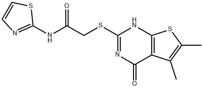 Acetamide, 2-[(1,4-dihydro-5,6-dimethyl-4-oxothieno[2,3-d]pyrimidin-2-yl)thio]-N-2-thiazolyl- (9CI) 구조식 이미지