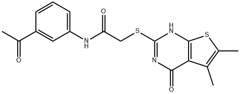 Acetamide, N-(3-acetylphenyl)-2-[(1,4-dihydro-5,6-dimethyl-4-oxothieno[2,3-d]pyrimidin-2-yl)thio]- (9CI) 구조식 이미지