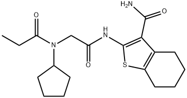 Benzo[b]thiophene-3-carboxamide, 2-[[[cyclopentyl(1-oxopropyl)amino]acetyl]amino]-4,5,6,7-tetrahydro- (9CI) 구조식 이미지