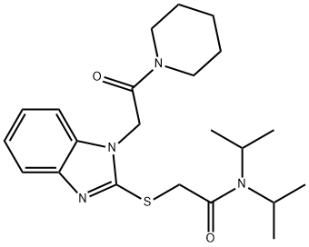 Acetamide, N,N-bis(1-methylethyl)-2-[[1-[2-oxo-2-(1-piperidinyl)ethyl]-1H-benzimidazol-2-yl]thio]- (9CI) Structure