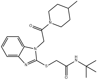 Acetamide, N-(1,1-dimethylethyl)-2-[[1-[2-(4-methyl-1-piperidinyl)-2-oxoethyl]-1H-benzimidazol-2-yl]thio]- (9CI) 구조식 이미지