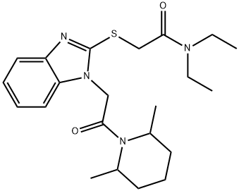 Acetamide, 2-[[1-[2-(2,6-dimethyl-1-piperidinyl)-2-oxoethyl]-1H-benzimidazol-2-yl]thio]-N,N-diethyl- (9CI) 구조식 이미지