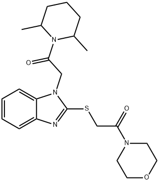 Morpholine, 4-[[[1-[2-(2,6-dimethyl-1-piperidinyl)-2-oxoethyl]-1H-benzimidazol-2-yl]thio]acetyl]- (9CI) 구조식 이미지
