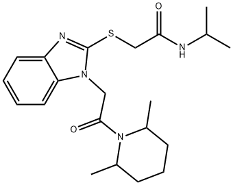 Acetamide, 2-[[1-[2-(2,6-dimethyl-1-piperidinyl)-2-oxoethyl]-1H-benzimidazol-2-yl]thio]-N-(1-methylethyl)- (9CI) 구조식 이미지