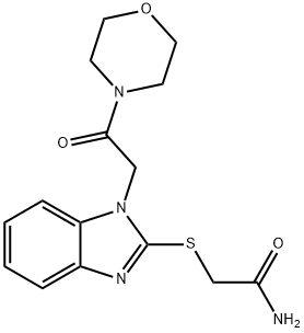 Acetamide, 2-[[1-[2-(4-morpholinyl)-2-oxoethyl]-1H-benzimidazol-2-yl]thio]- (9CI) Structure