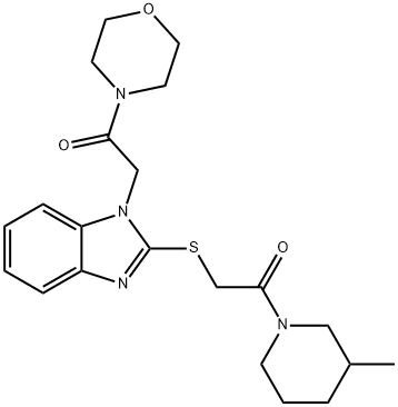 Morpholine, 4-[[2-[[2-(3-methyl-1-piperidinyl)-2-oxoethyl]thio]-1H-benzimidazol-1-yl]acetyl]- (9CI) 구조식 이미지