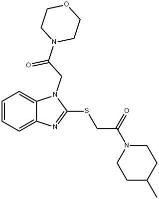 Morpholine, 4-[[2-[[2-(4-methyl-1-piperidinyl)-2-oxoethyl]thio]-1H-benzimidazol-1-yl]acetyl]- (9CI) Structure
