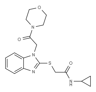 Acetamide, N-cyclopropyl-2-[[1-[2-(4-morpholinyl)-2-oxoethyl]-1H-benzimidazol-2-yl]thio]- (9CI) 구조식 이미지