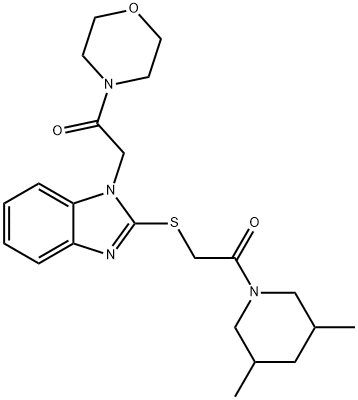 Morpholine, 4-[[2-[[2-(3,5-dimethyl-1-piperidinyl)-2-oxoethyl]thio]-1H-benzimidazol-1-yl]acetyl]- (9CI) 구조식 이미지