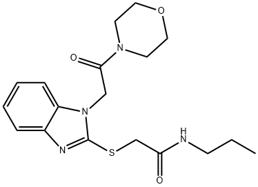 Acetamide, 2-[[1-[2-(4-morpholinyl)-2-oxoethyl]-1H-benzimidazol-2-yl]thio]-N-propyl- (9CI) 구조식 이미지