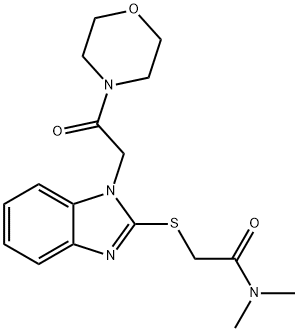 Acetamide, N,N-dimethyl-2-[[1-[2-(4-morpholinyl)-2-oxoethyl]-1H-benzimidazol-2-yl]thio]- (9CI) Structure