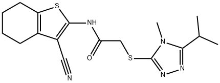 Acetamide, N-(3-cyano-4,5,6,7-tetrahydrobenzo[b]thien-2-yl)-2-[[4-methyl-5-(1-methylethyl)-4H-1,2,4-triazol-3-yl]thio]- (9CI) 구조식 이미지