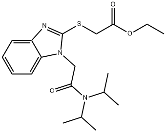 Acetic acid, [[1-[2-[bis(1-methylethyl)amino]-2-oxoethyl]-1H-benzimidazol-2-yl]thio]-, ethyl ester (9CI) Structure
