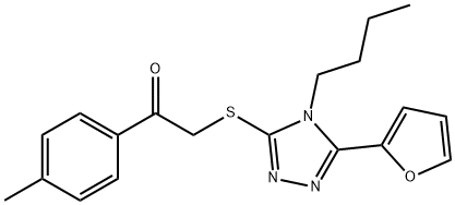 Ethanone, 2-[[4-butyl-5-(2-furanyl)-4H-1,2,4-triazol-3-yl]thio]-1-(4-methylphenyl)- (9CI) 구조식 이미지