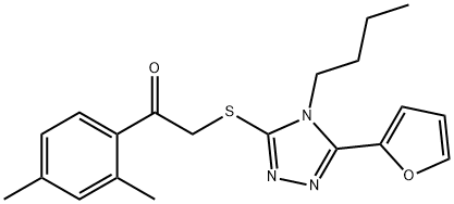Ethanone, 2-[[4-butyl-5-(2-furanyl)-4H-1,2,4-triazol-3-yl]thio]-1-(2,4-dimethylphenyl)- (9CI) Structure