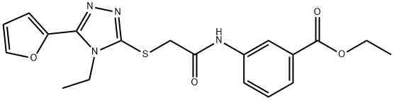 벤조산,3-[[[[4-에틸-5-(2-푸라닐)-4H-1,2,4-트리아졸-3-일]티오]아세틸]아미노]-,에틸에스테르(9CI) 구조식 이미지