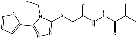 Propanoic acid, 2-methyl-, 2-[[[4-ethyl-5-(2-furanyl)-4H-1,2,4-triazol-3-yl]thio]acetyl]hydrazide (9CI) Structure