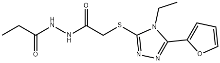 Propanoic acid, 2-[[[4-ethyl-5-(2-furanyl)-4H-1,2,4-triazol-3-yl]thio]acetyl]hydrazide (9CI) 구조식 이미지
