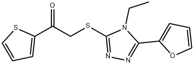 Ethanone, 2-[[4-ethyl-5-(2-furanyl)-4H-1,2,4-triazol-3-yl]thio]-1-(2-thienyl)- (9CI) Structure