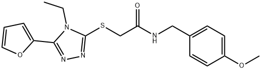 Acetamide, 2-[[4-ethyl-5-(2-furanyl)-4H-1,2,4-triazol-3-yl]thio]-N-[(4-methoxyphenyl)methyl]- (9CI) 구조식 이미지