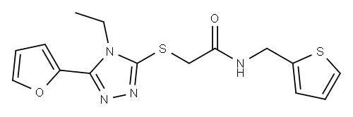 Acetamide, 2-[[4-ethyl-5-(2-furanyl)-4H-1,2,4-triazol-3-yl]thio]-N-(2-thienylmethyl)- (9CI) Structure