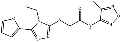 Acetamide, 2-[[4-ethyl-5-(2-furanyl)-4H-1,2,4-triazol-3-yl]thio]-N-(4-methyl-1,2,5-oxadiazol-3-yl)- (9CI) 구조식 이미지