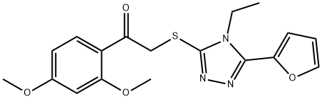 Ethanone, 1-(2,4-dimethoxyphenyl)-2-[[4-ethyl-5-(2-furanyl)-4H-1,2,4-triazol-3-yl]thio]- (9CI) 구조식 이미지
