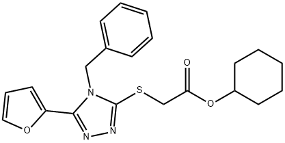 아세트산,[[5-(2-푸라닐)-4-(페닐메틸)-4H-1,2,4-트리아졸-3-일]티오]-,사이클로헥실에스테르(9CI) 구조식 이미지