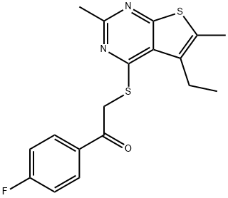 Ethanone, 2-[(5-ethyl-2,6-dimethylthieno[2,3-d]pyrimidin-4-yl)thio]-1-(4-fluorophenyl)- (9CI) Structure