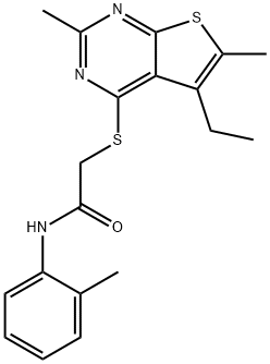 Acetamide, 2-[(5-ethyl-2,6-dimethylthieno[2,3-d]pyrimidin-4-yl)thio]-N-(2-methylphenyl)- (9CI) 구조식 이미지