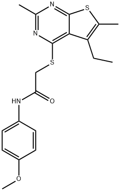 Acetamide, 2-[(5-ethyl-2,6-dimethylthieno[2,3-d]pyrimidin-4-yl)thio]-N-(4-methoxyphenyl)- (9CI) 구조식 이미지