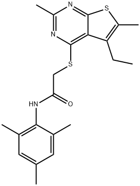 Acetamide, 2-[(5-ethyl-2,6-dimethylthieno[2,3-d]pyrimidin-4-yl)thio]-N-(2,4,6-trimethylphenyl)- (9CI) 구조식 이미지