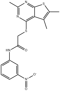 Acetamide, N-(3-nitrophenyl)-2-[(2,5,6-trimethylthieno[2,3-d]pyrimidin-4-yl)thio]- (9CI) 구조식 이미지