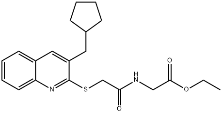 Glycine, N-[[[3-(cyclopentylmethyl)-2-quinolinyl]thio]acetyl]-, ethyl ester (9CI) 구조식 이미지