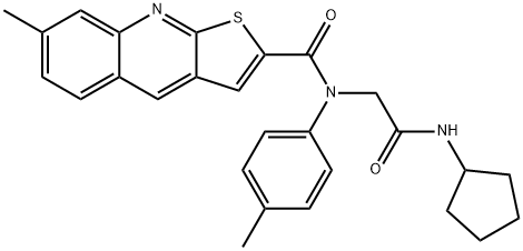 Thieno[2,3-b]quinoline-2-carboxamide, N-[2-(cyclopentylamino)-2-oxoethyl]-7-methyl-N-(4-methylphenyl)- (9CI) 구조식 이미지