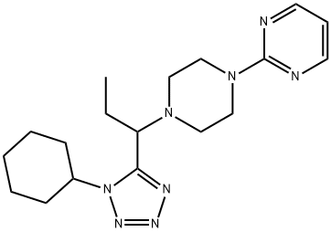 Pyrimidine, 2-[4-[1-(1-cyclohexyl-1H-tetrazol-5-yl)propyl]-1-piperazinyl]- (9CI) 구조식 이미지