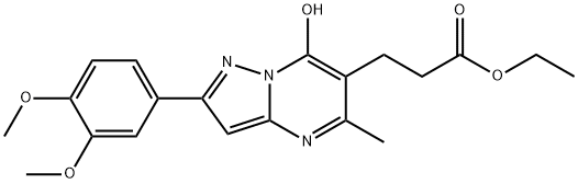 Pyrazolo[1,5-a]pyrimidine-6-propanoic acid, 2-(3,4-dimethoxyphenyl)-7-hydroxy-5-methyl-, ethyl ester (9CI) 구조식 이미지