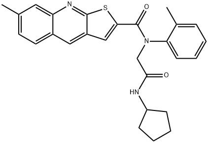Thieno[2,3-b]quinoline-2-carboxamide, N-[2-(cyclopentylamino)-2-oxoethyl]-7-methyl-N-(2-methylphenyl)- (9CI) 구조식 이미지
