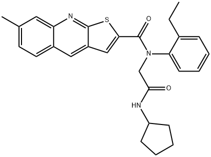 Thieno[2,3-b]quinoline-2-carboxamide, N-[2-(cyclopentylamino)-2-oxoethyl]-N-(2-ethylphenyl)-7-methyl- (9CI) Structure