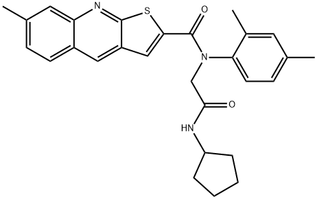 Thieno[2,3-b]quinoline-2-carboxamide, N-[2-(cyclopentylamino)-2-oxoethyl]-N-(2,4-dimethylphenyl)-7-methyl- (9CI) 구조식 이미지