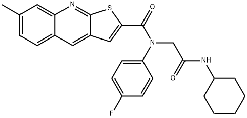 Thieno[2,3-b]quinoline-2-carboxamide, N-[2-(cyclohexylamino)-2-oxoethyl]-N-(4-fluorophenyl)-7-methyl- (9CI) 구조식 이미지