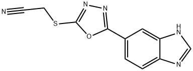 Acetonitrile, [[5-(1H-benzimidazol-5-yl)-1,3,4-oxadiazol-2-yl]thio]- (9CI) 구조식 이미지