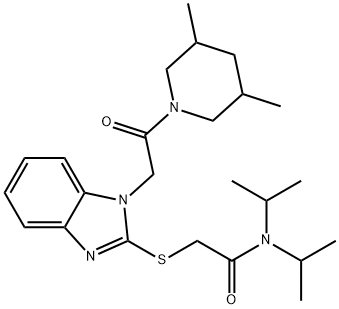 Acetamide, 2-[[1-[2-(3,5-dimethyl-1-piperidinyl)-2-oxoethyl]-1H-benzimidazol-2-yl]thio]-N,N-bis(1-methylethyl)- (9CI) Structure