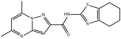 Pyrazolo[1,5-a]pyrimidine-2-carboxamide, 5,7-dimethyl-N-(4,5,6,7-tetrahydro-2-benzothiazolyl)- (9CI) 구조식 이미지