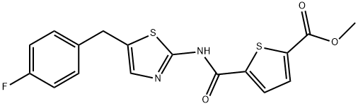 2-Thiophenecarboxylicacid,5-[[[5-[(4-fluorophenyl)methyl]-2-thiazolyl]amino]carbonyl]-,methylester(9CI) Structure