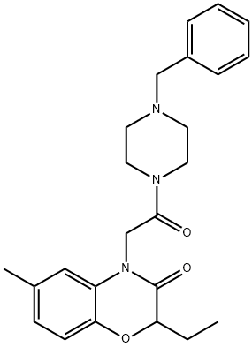 Piperazine, 1-[(2-ethyl-2,3-dihydro-6-methyl-3-oxo-4H-1,4-benzoxazin-4-yl)acetyl]-4-(phenylmethyl)- (9CI) Structure