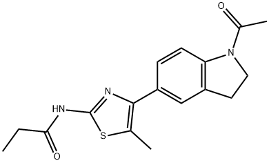 Propanamide, N-[4-(1-acetyl-2,3-dihydro-1H-indol-5-yl)-5-methyl-2-thiazolyl]- (9CI) Structure