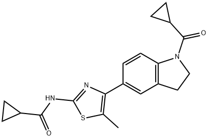 Cyclopropanecarboxamide, N-[4-[1-(cyclopropylcarbonyl)-2,3-dihydro-1H-indol-5-yl]-5-methyl-2-thiazolyl]- (9CI) 구조식 이미지