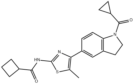 Cyclobutanecarboxamide, N-[4-[1-(cyclopropylcarbonyl)-2,3-dihydro-1H-indol-5-yl]-5-methyl-2-thiazolyl]- (9CI) 구조식 이미지