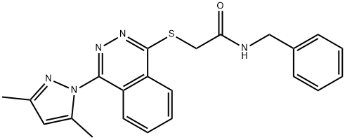 Acetamide, 2-[[4-(3,5-dimethyl-1H-pyrazol-1-yl)-1-phthalazinyl]thio]-N-(phenylmethyl)- (9CI) 구조식 이미지